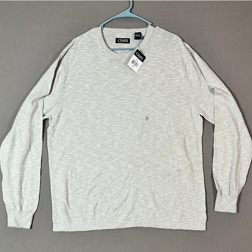 Chaps Sweater XL Cotton Knit Grey Heather NEW